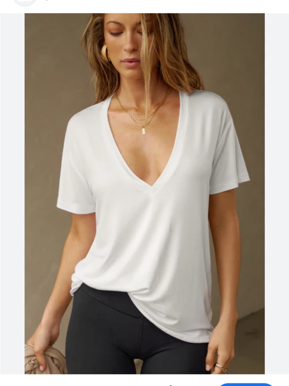 Anine Bing 100% silk sexy deep V cut tee